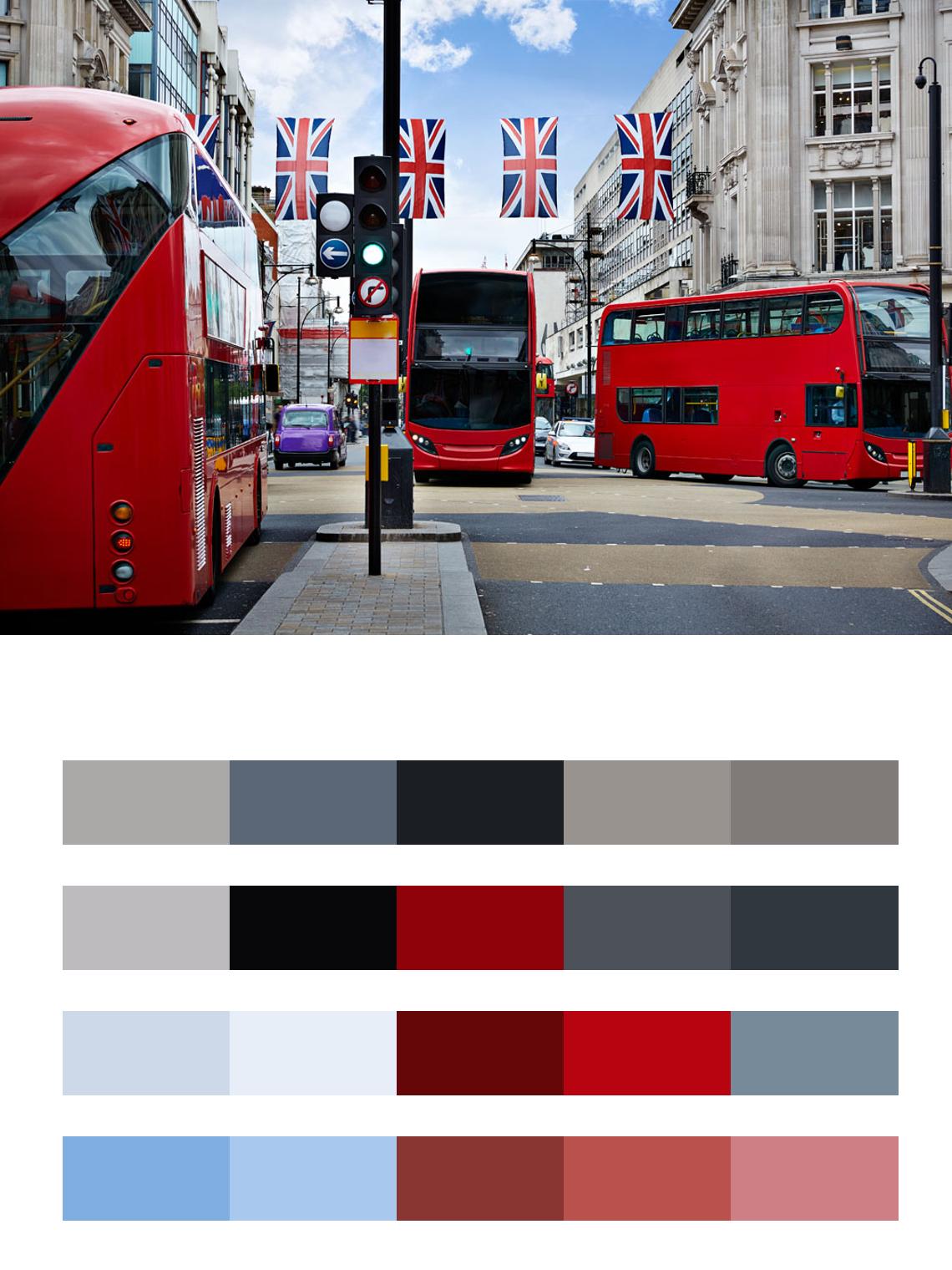 Красные автобусы Лондона цвета